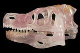 Carved Rose Quartz Dinosaur Skull - Roar! #227044-5
